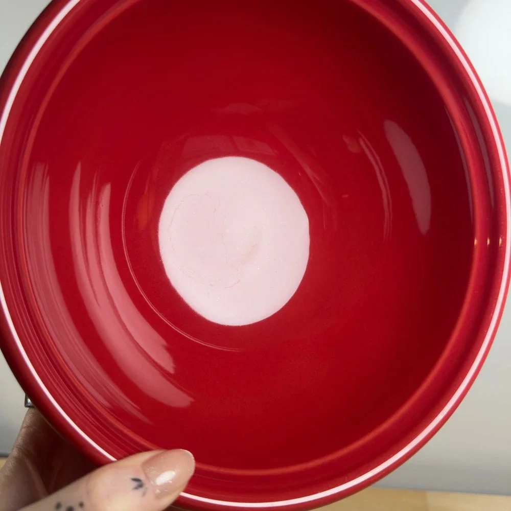 Emile Henry France Red Ceramic Mixing Bowl 8 Inch Round Stoneware 34.20
